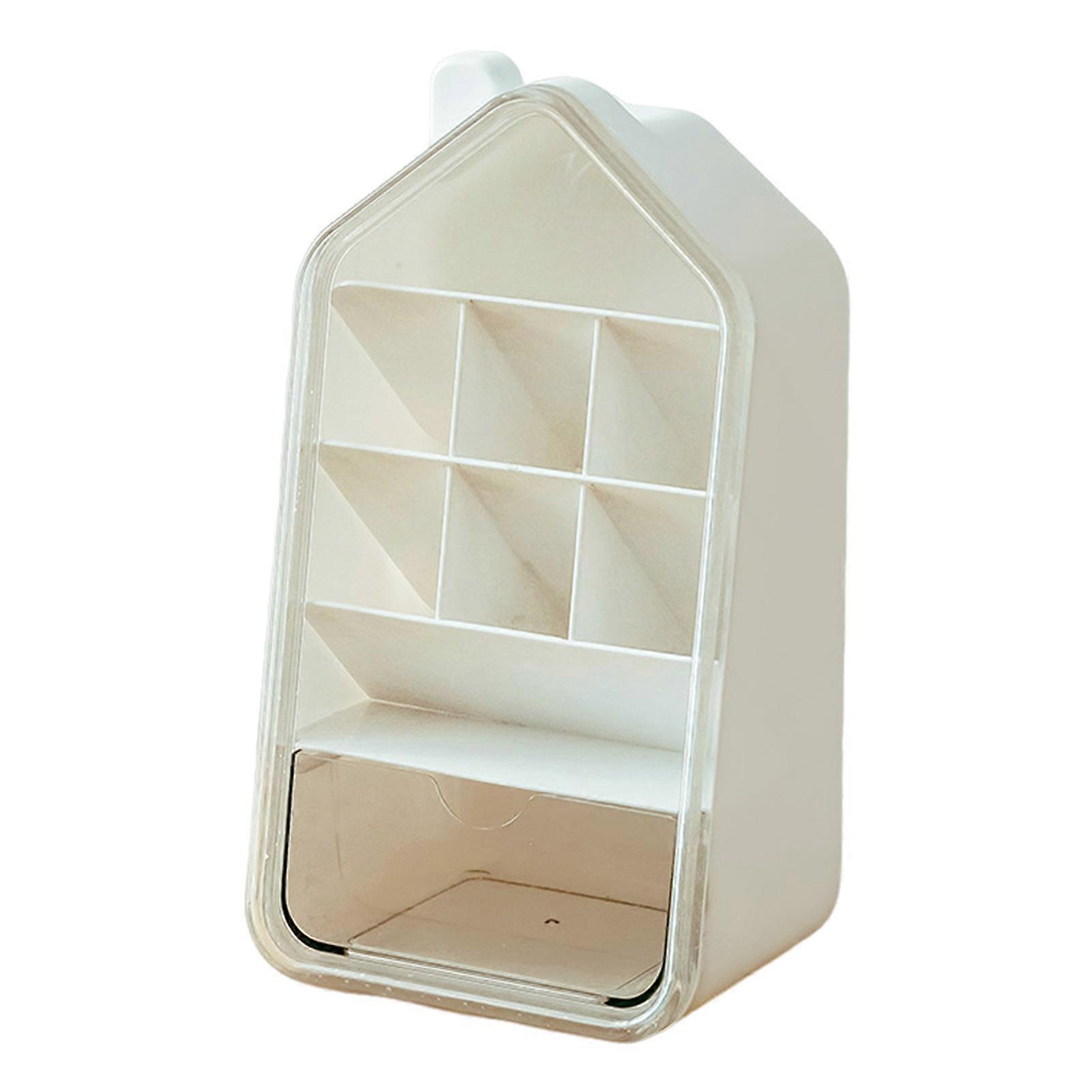 Multifunctional Storage Box with Transparent Drawers Large Capacity Sloping Compartments Makeup Brush Organizer Stationery Holder