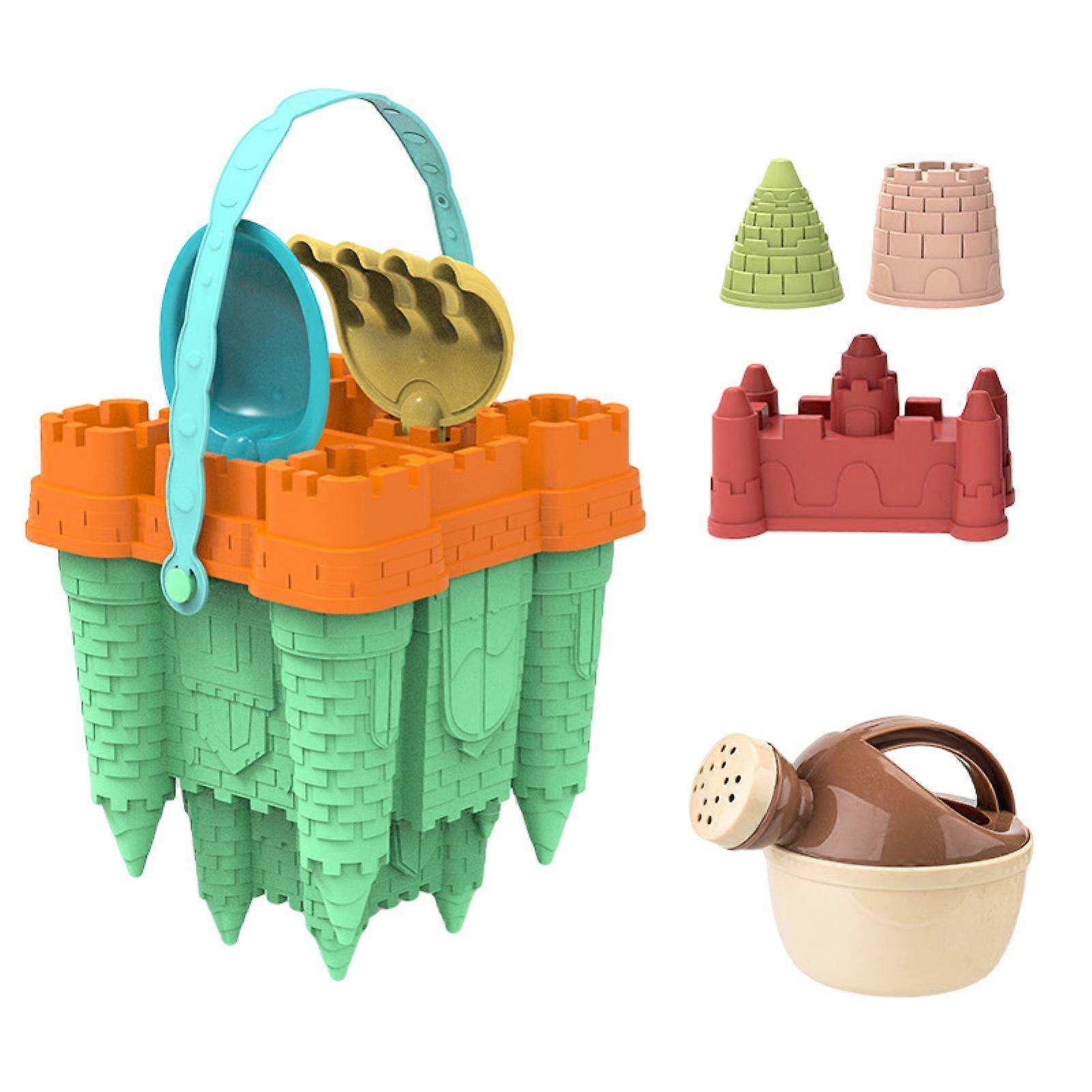 1 Set Kid Beach Toy Food Grade Smooth Edge Exquisite Shape Bright Color Wide Application Relieve Stress Realistic Sand Beach Toy Castle Mold with Shov