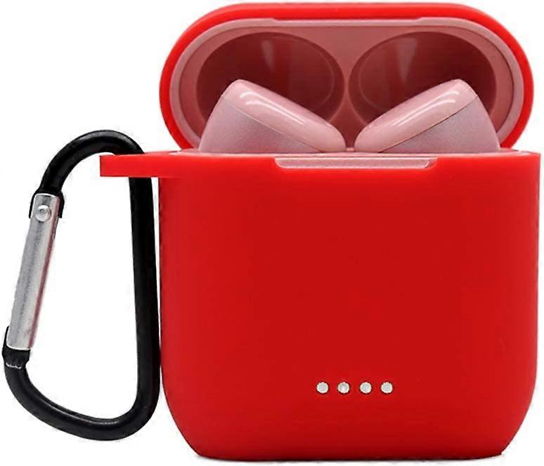 Protective Silicone Case Compatible with Tozo t12, Front LED Visible, Premium Accessory Shockproof tozo t12 Case Cover with Keychain. (Red2 pcs)