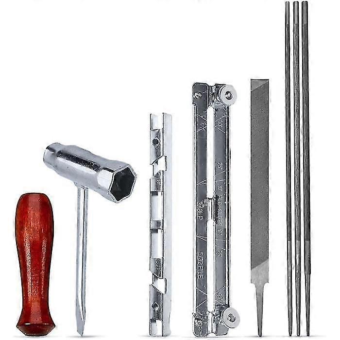 8pcs Chainsaw Adapter File Kit Steel Tools Grinding File Adapter Tools Set Compatible Sharpening