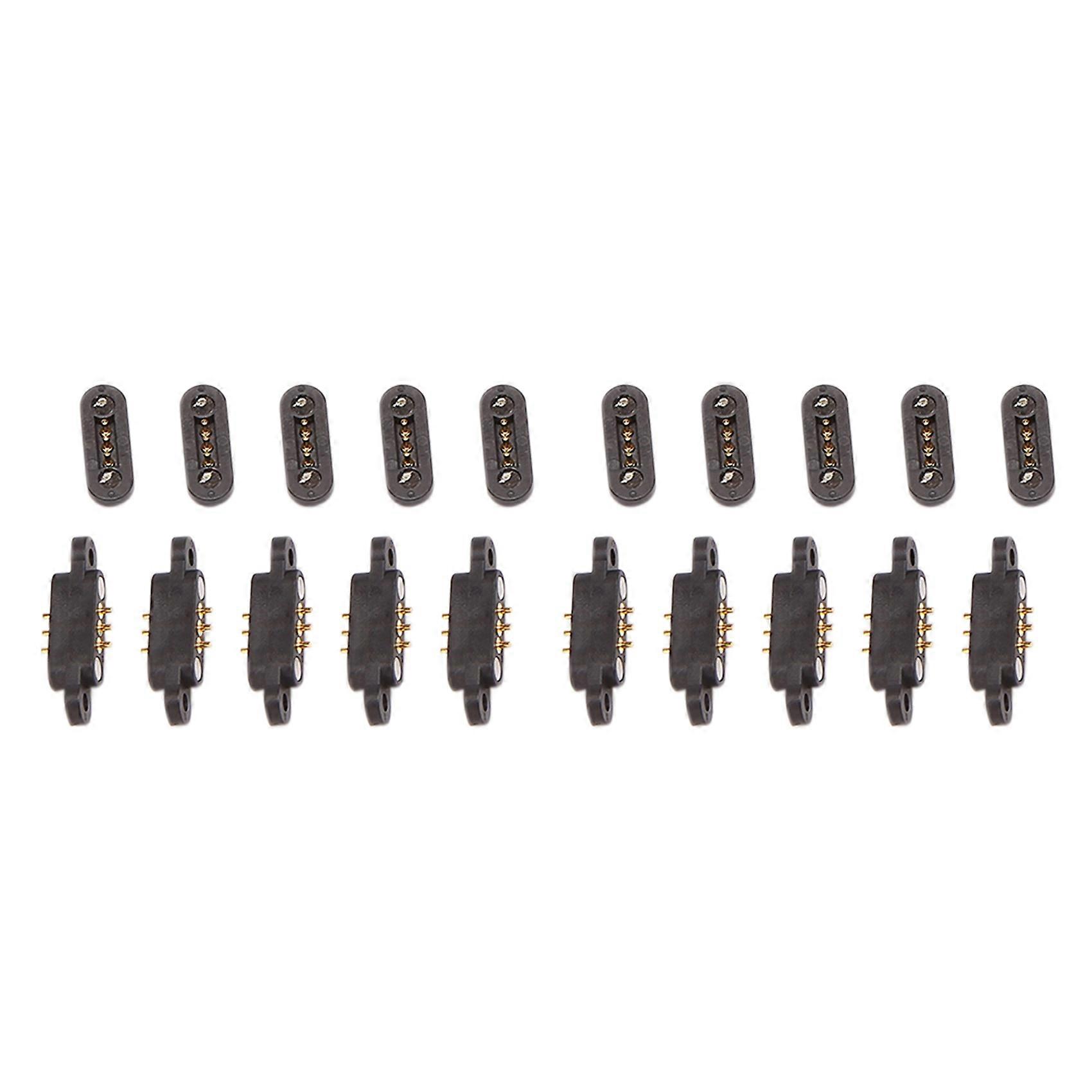 10 Pairs Spring Loaded Magnetic Pogo Pin Connector 3 Positions Magnets Pitch 2.3MM Through Holes Ma