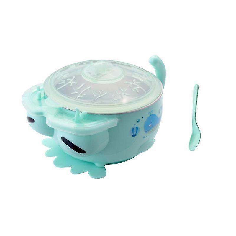 Children's Educational Houseware Cutlery Set Stainless Steel Tableware For Children Insulation Bowl With Random Style And Color Suction Pad(green)