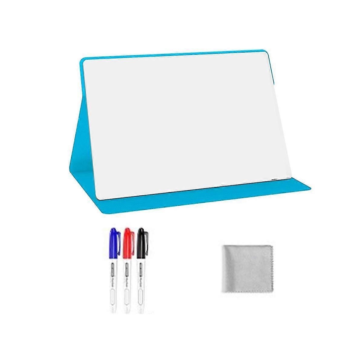 Portable Small White Board,reusable Dry Erase Board With Stand,desktop Whiteboard For Office Meeting Bussiness Blue