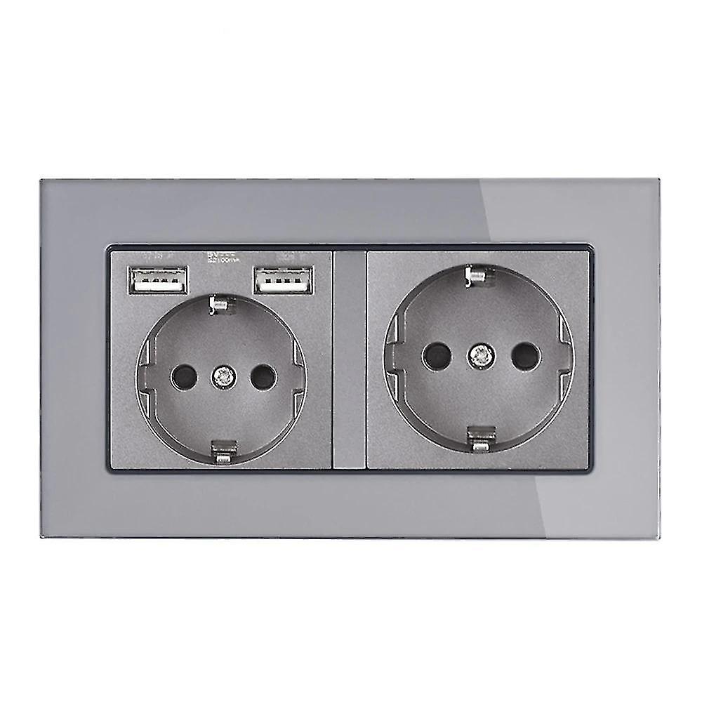 Eu Standard Grounded Electrical Socket With Usb Outlet Strip
