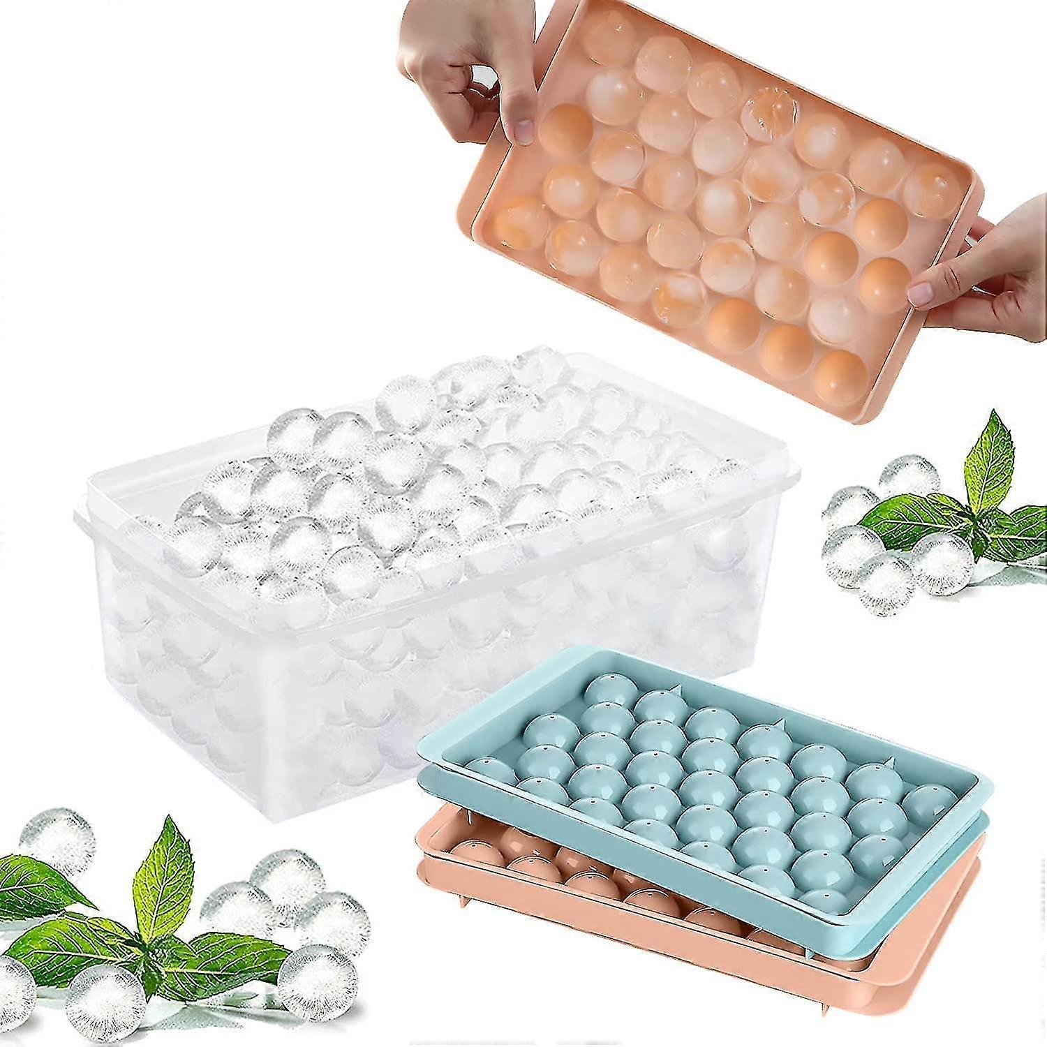 Round Ice Cube Tray With 4400ml Ice u200bstorage Container ,mini Circle Ice