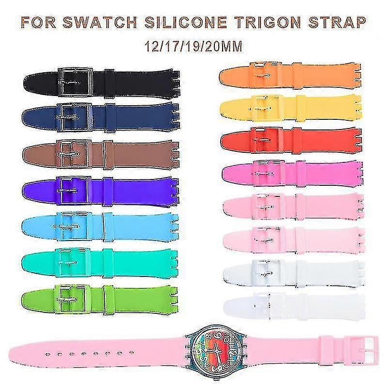 Silicone Strap For Swatch Jelly Three Eyes Classic 12/17/19/20MM Trigeminal