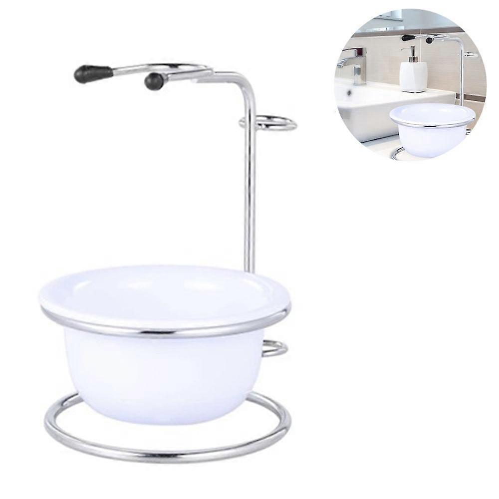シェービングスタンドとボウルセットステンレススチールカミソリブラシホルダーシェービングソープボウルマグ メンズビアードリムーバー用
