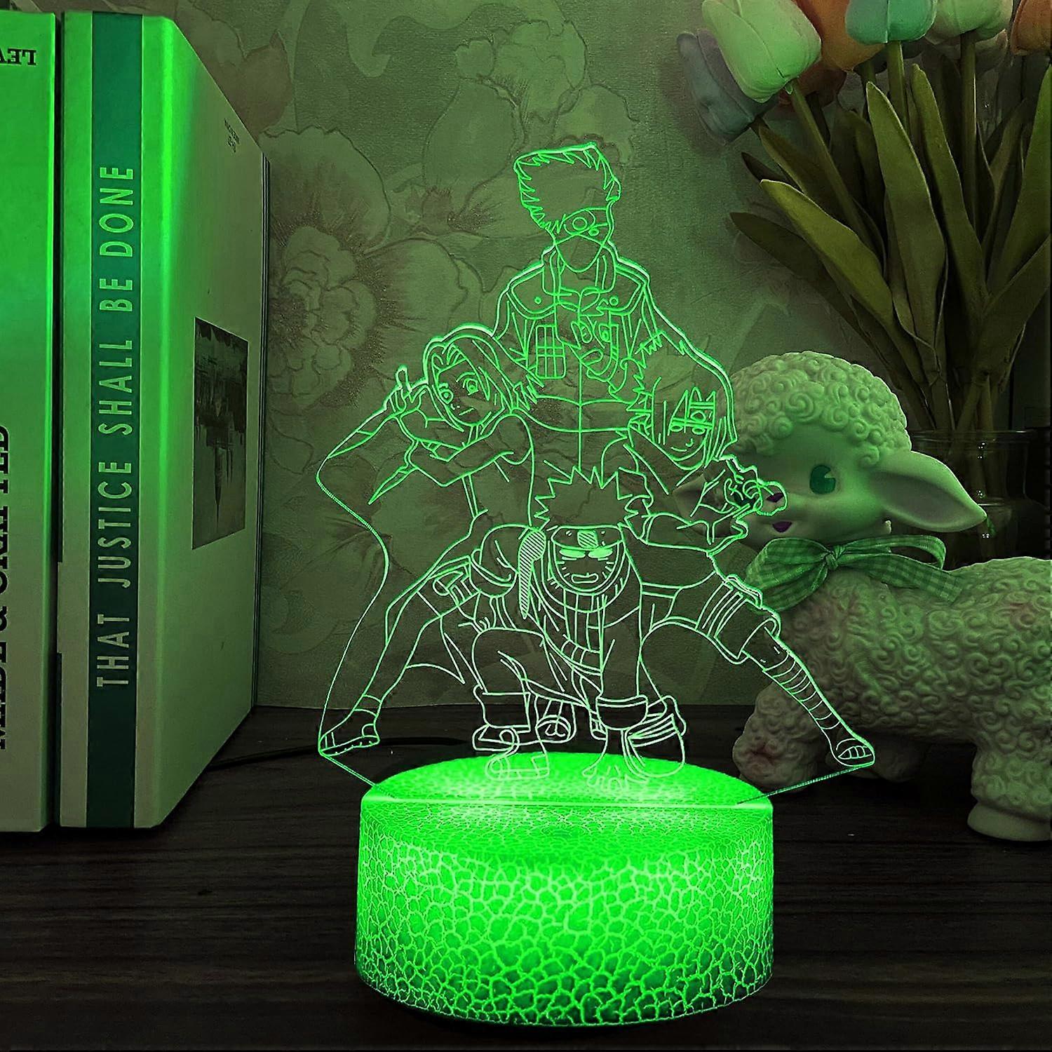 Naruto Kakashi Uchiha Sasuke 3D Illusion Night Light Lamp Smart Touch, RGB Effect USB Cable Powered Creative 3D Japanese Anime Lamp