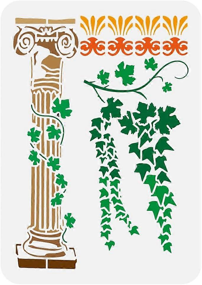 Ivy Vines Painting Stencil 8.3x11.7inch Hollowed Flower Rack Stencil for Painting Plastic PET Damask Pattern Drawing Template Reusable Daily Theme Ste