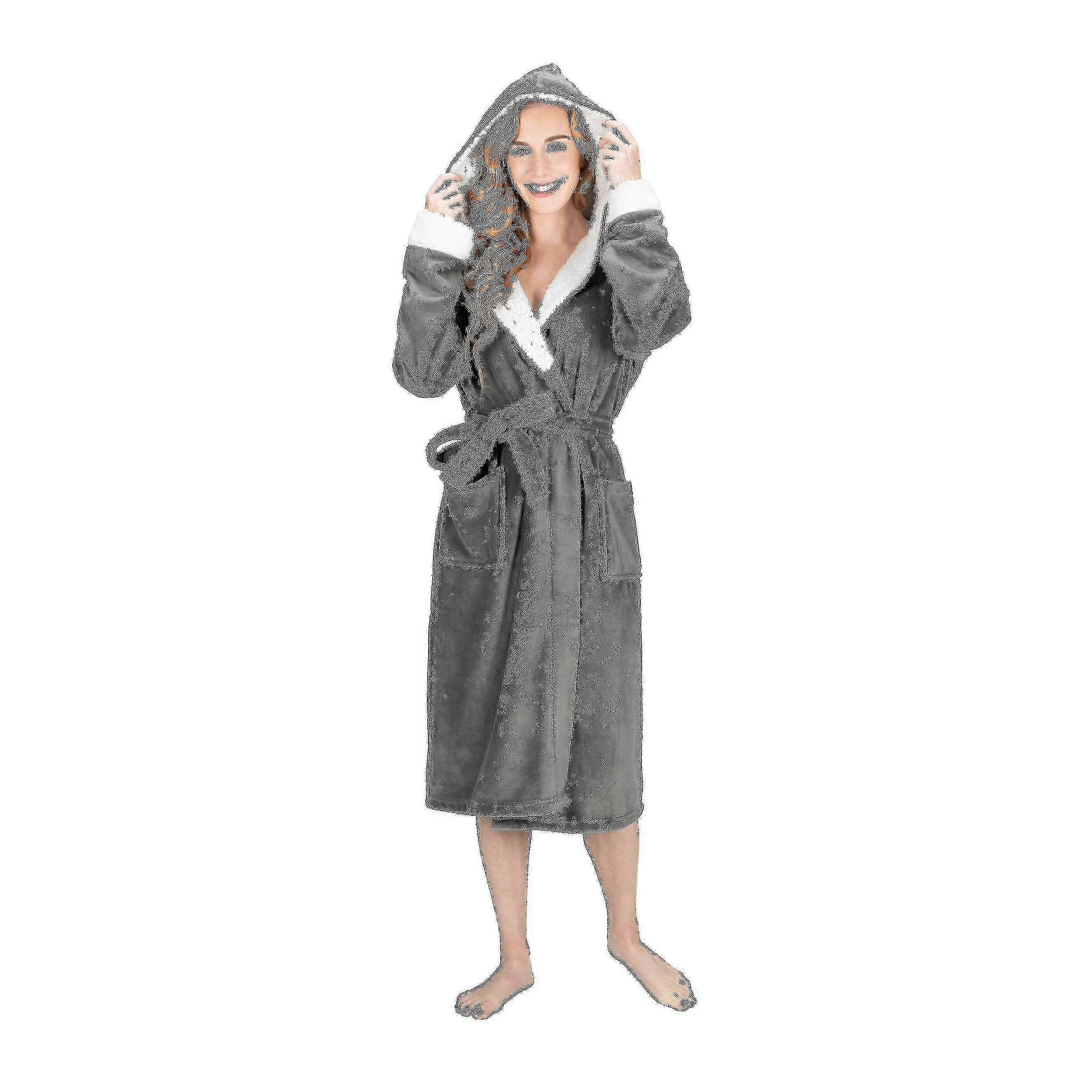 Premium Super Soft Cosy Bathrobe Luxury Housecoat Dressing Gown Hooded Spa Robe3