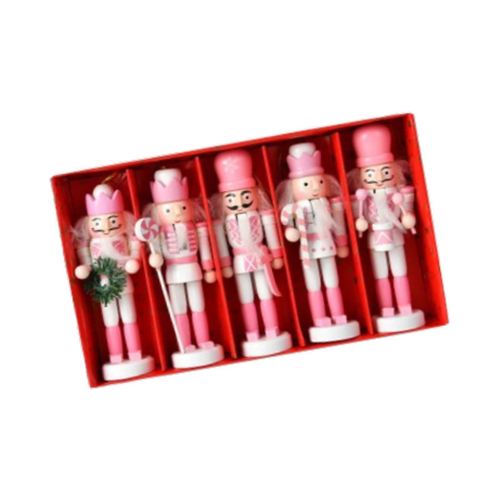 5x fa diótörő figura otthoni parti karácsonyi függő díszek rózsaszín