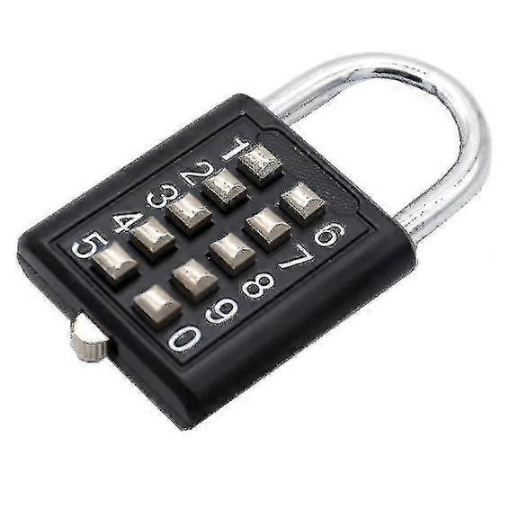 Padlocks，10-digit Button Combination Padlock 5 Locking Mechanism Bit Key Lock Blind Old - RiRi