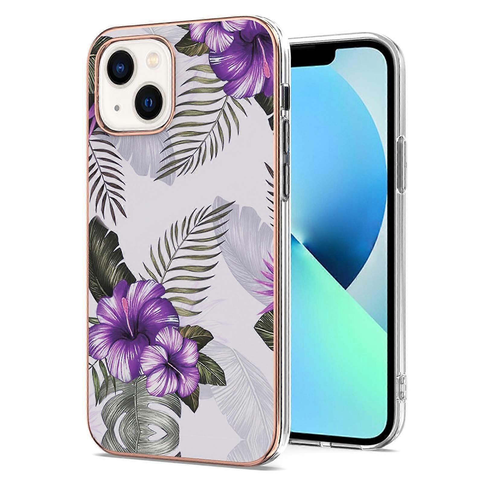 For iPhone 14 Plus Electroplating Pattern IMD TPU Shockproof Case