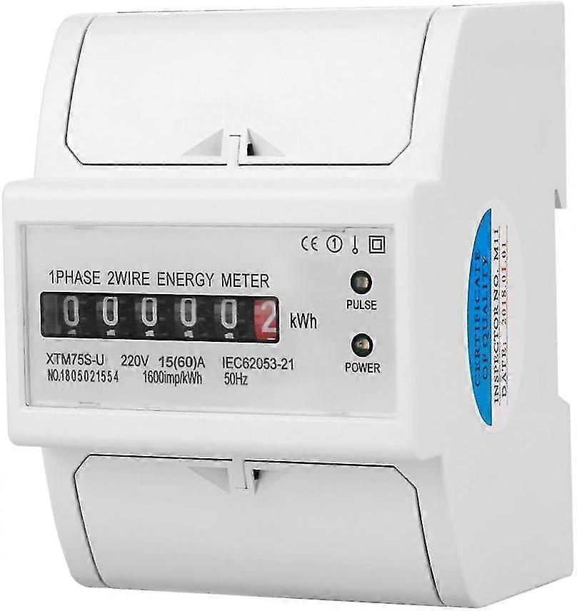 Energy Meter - Vifer 220v Single Phase Energy Meter Digital Electric Meter On Din Rail 2 Line 4p (15(60) A)