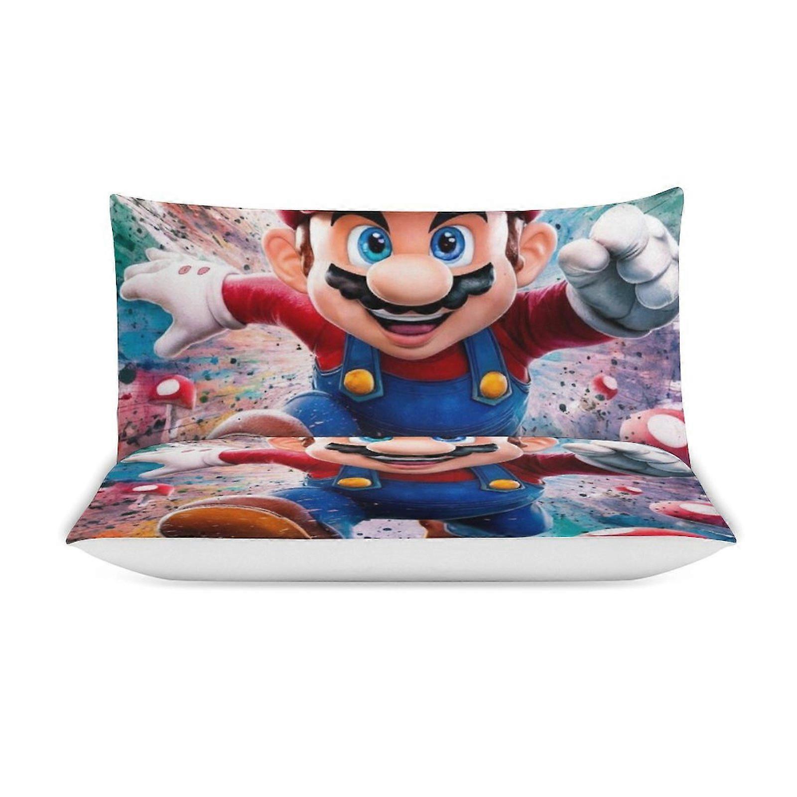 Parure De Lit Mario 3D Microfibre - Housse De Couette Et Taie D'Oreiller Imprimé Super Douce