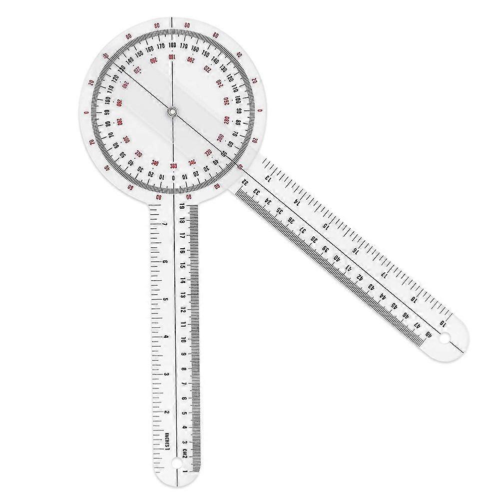 12 Inch Goniometer,Transparent Orthopedic Angle Ruler Plastic Goniometer 360 Degree Spinal Goniometer for Body Measuring