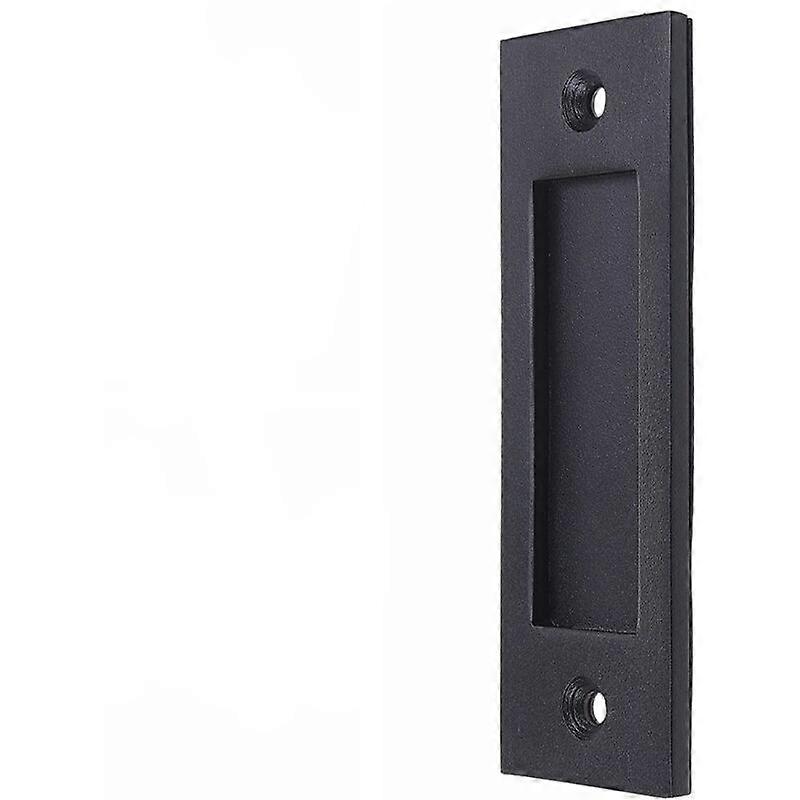 1x Barn Door Finger Pull Handle (Black) and with Self-Tapping Screws - 8 Inch Solid Steel Flat Bottom Handle - Easy to Install - Ideal for Sliding Doo