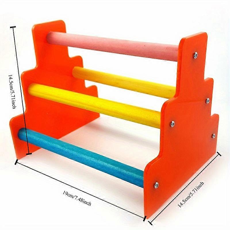 Colorful Parrot Play Stand - Durable Wood & Plastic Perch For Medium Birds, Fun Climbing And Chewing Toy