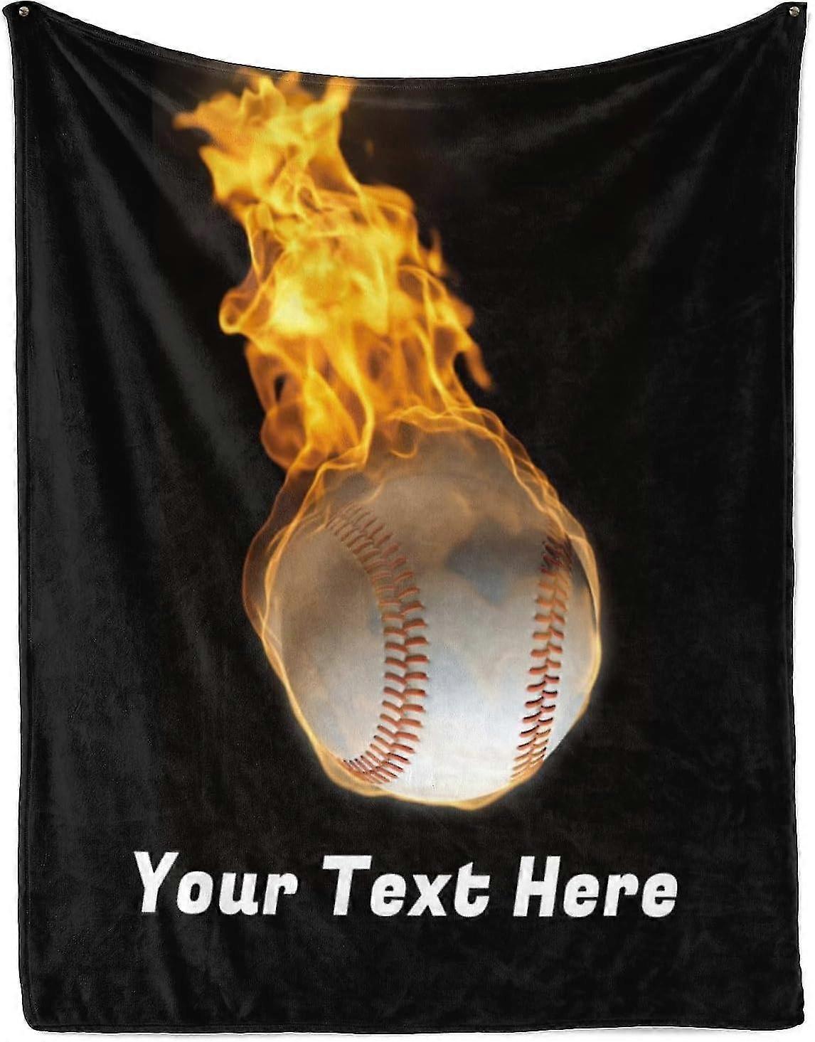 بطانية بيسبول مخصصة ، بطانية الفانيلا الصغيرة فائقة النعومة لغرفة المعيشة أريكة السرير (للبالغين) ، ids10665