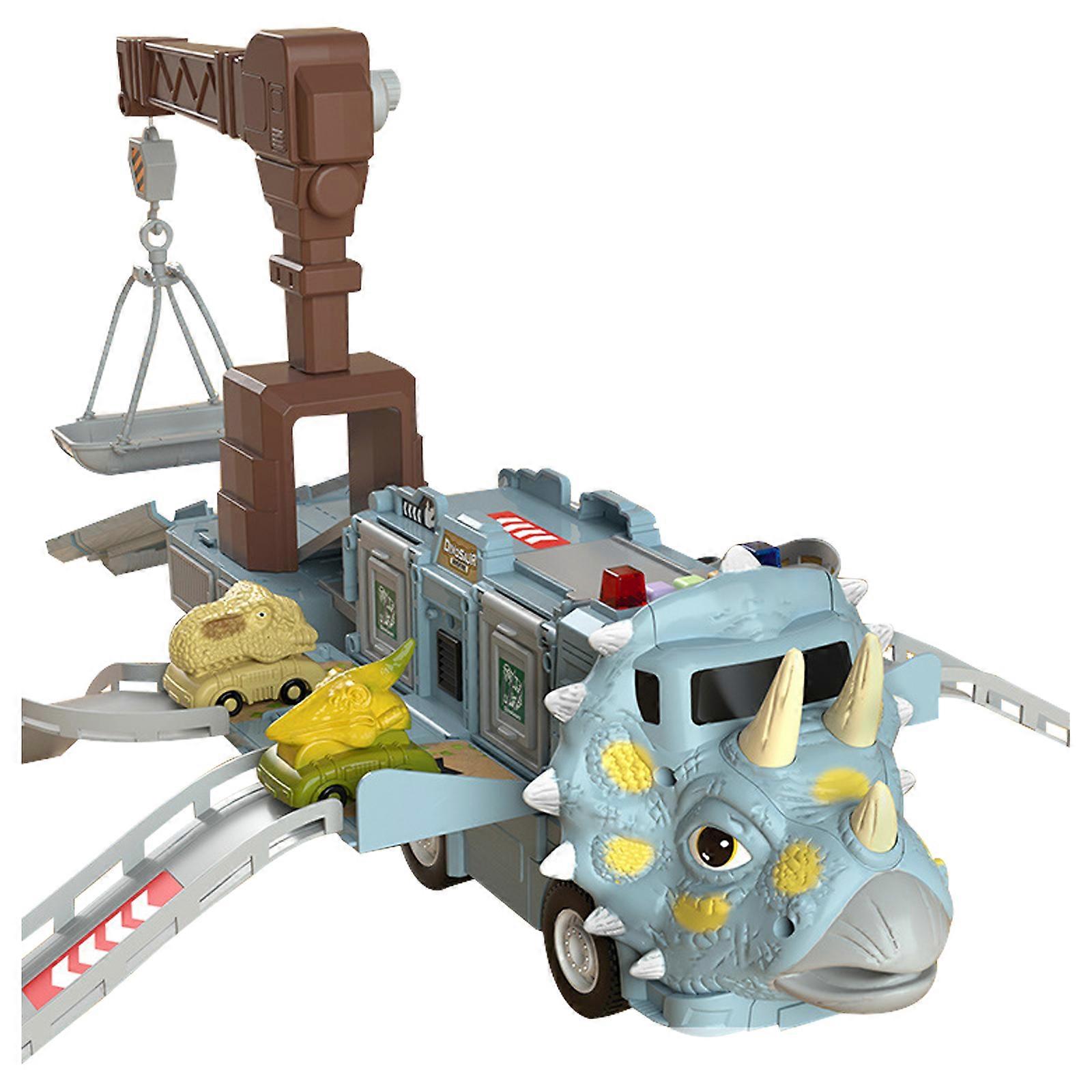 Dinosaur Transforming Engineering Truck Track Toy Set With Lights and Music