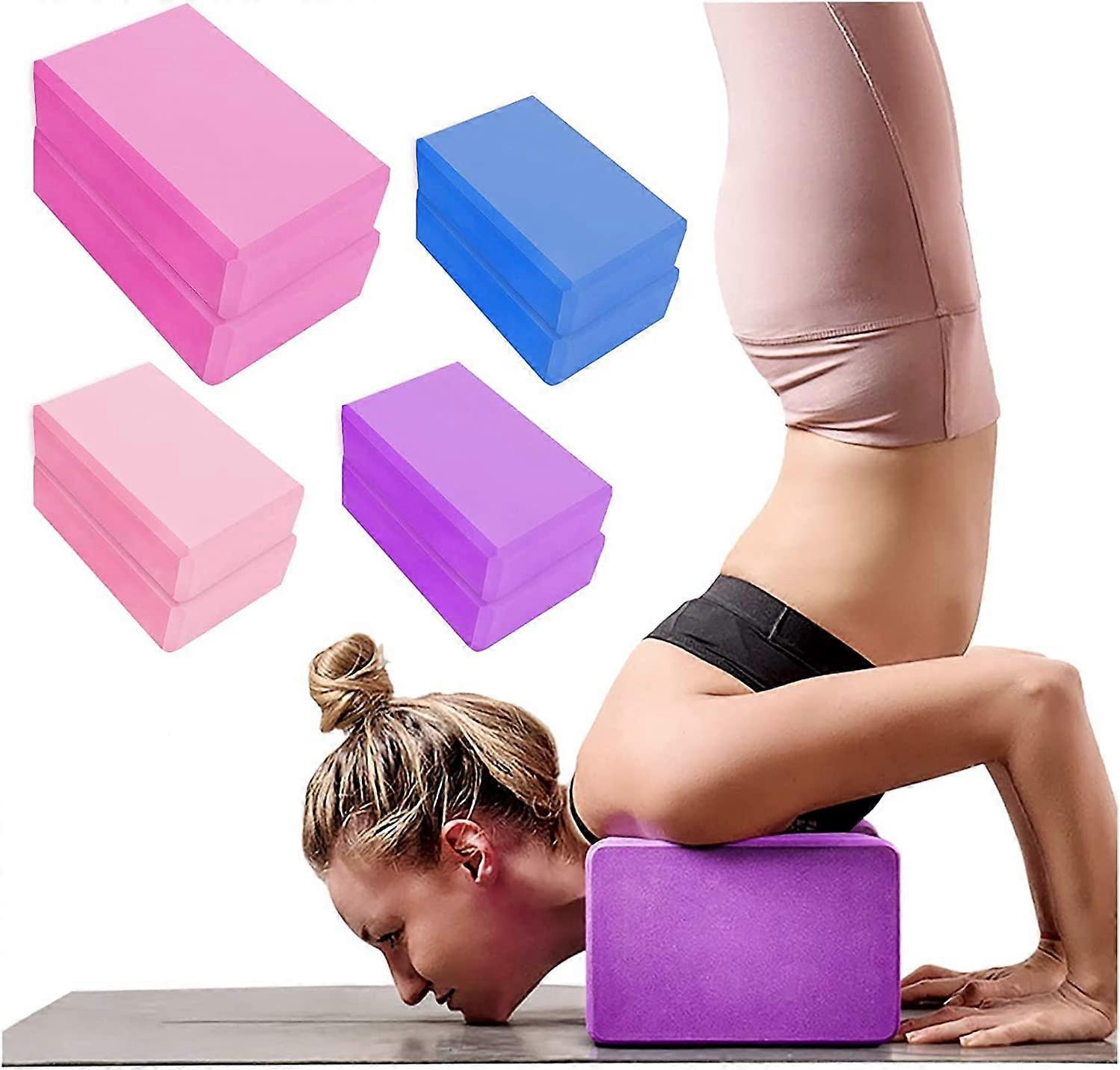 2 Pack Yoga Blocks High Density EVA Foam Brick Soft Non-Slip Surface Exercise Bricks Stability and Balance for Exercise, Yoga, Pilates, Meditation, Ai