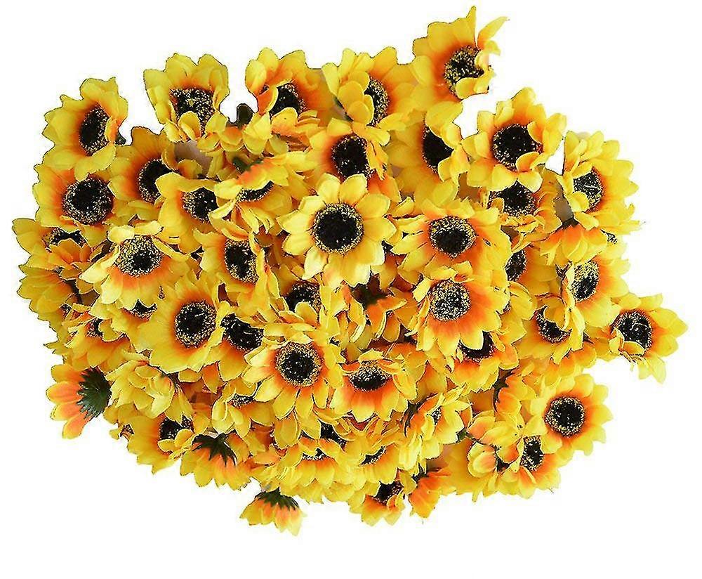 100pcs Simulation Flower Sun Flower Head Yellow Black Core