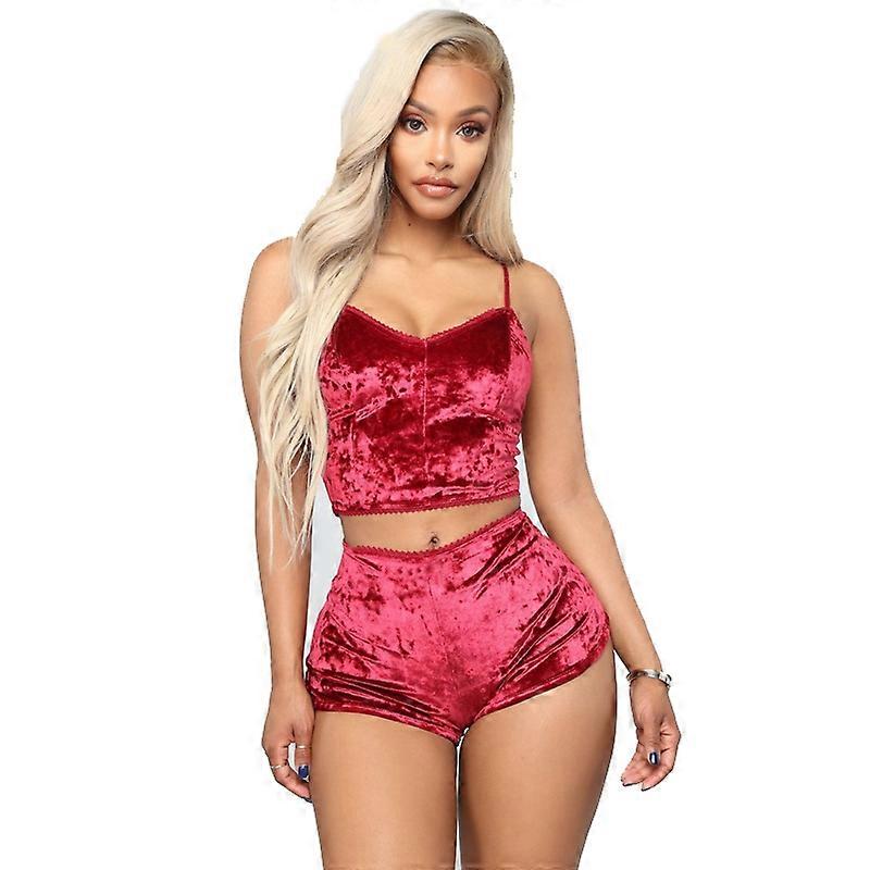 Golden velvet split pajama set