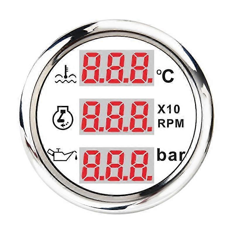 52mm 3 In 1 Multi-function Digital Gauge Waterproof With Alarm White