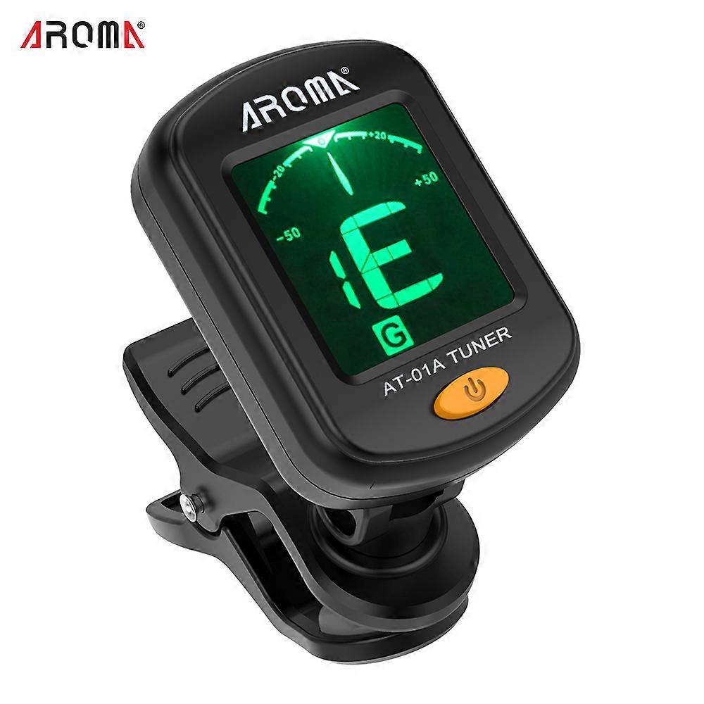 AROMA AT-01A Rotatable CAROMA AT-01A Guitar Tuner Rotatable Clip-on Tuner LCD Display for Chromatic Acoustic Guitar Bass Ukulele