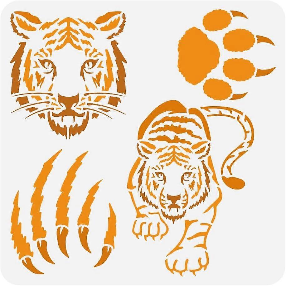 Tiger Stencil για ζωγραφική 11,8x11,8 ιντσών Πλαστικό PET Tiger Head Pattern Painting Stencil Large Tiger Paw Print Drawing Template Tiger Claws Stencil A