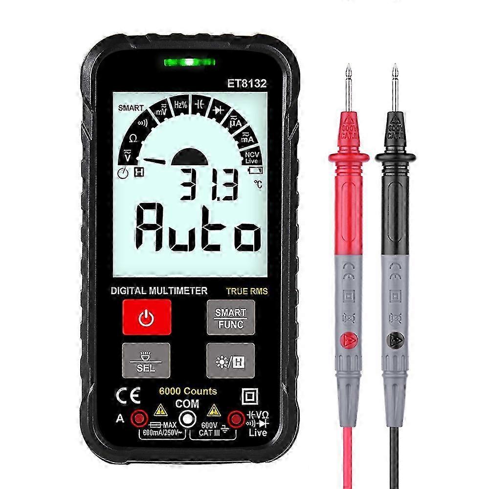 TOOLTOP ET8132 2.88 Inch Display Screen Handheld High Accuracy Digital Multimeter AC DC Voltage Current Resistance Frequency Capacitance Meter Automat