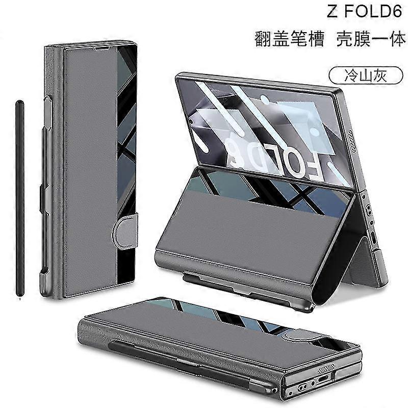 For Z Fold 6 Case, Leather Case For Samsung Galaxy Z Flod 6 With S Pen Holder & Screen Protector Full Body Protective, NO Pen