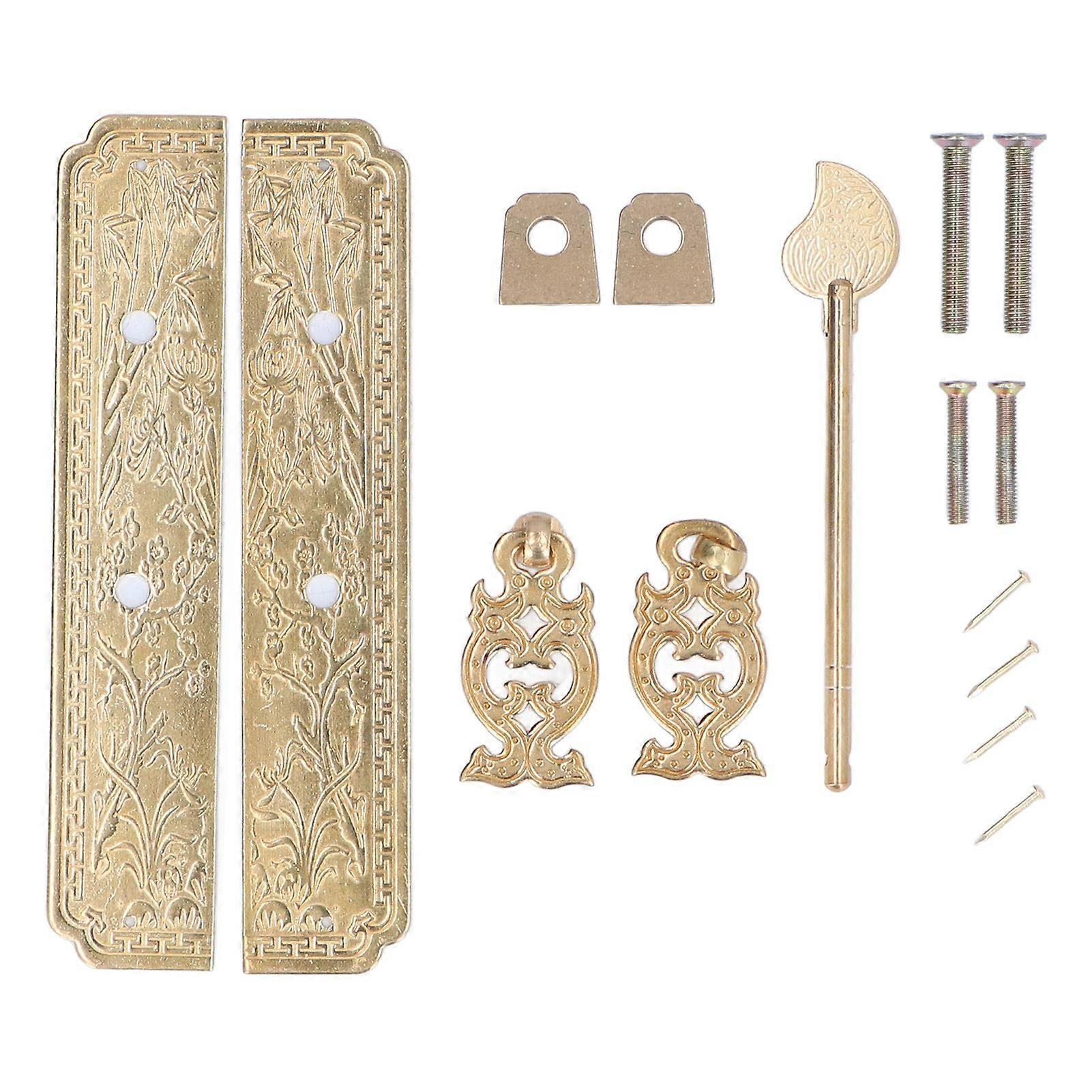 לוח פנים לארון חומר פליז אלגנטי רטרו בוטני דפוס דקורטיבי סיני עתיק ידיות ארון לשידות