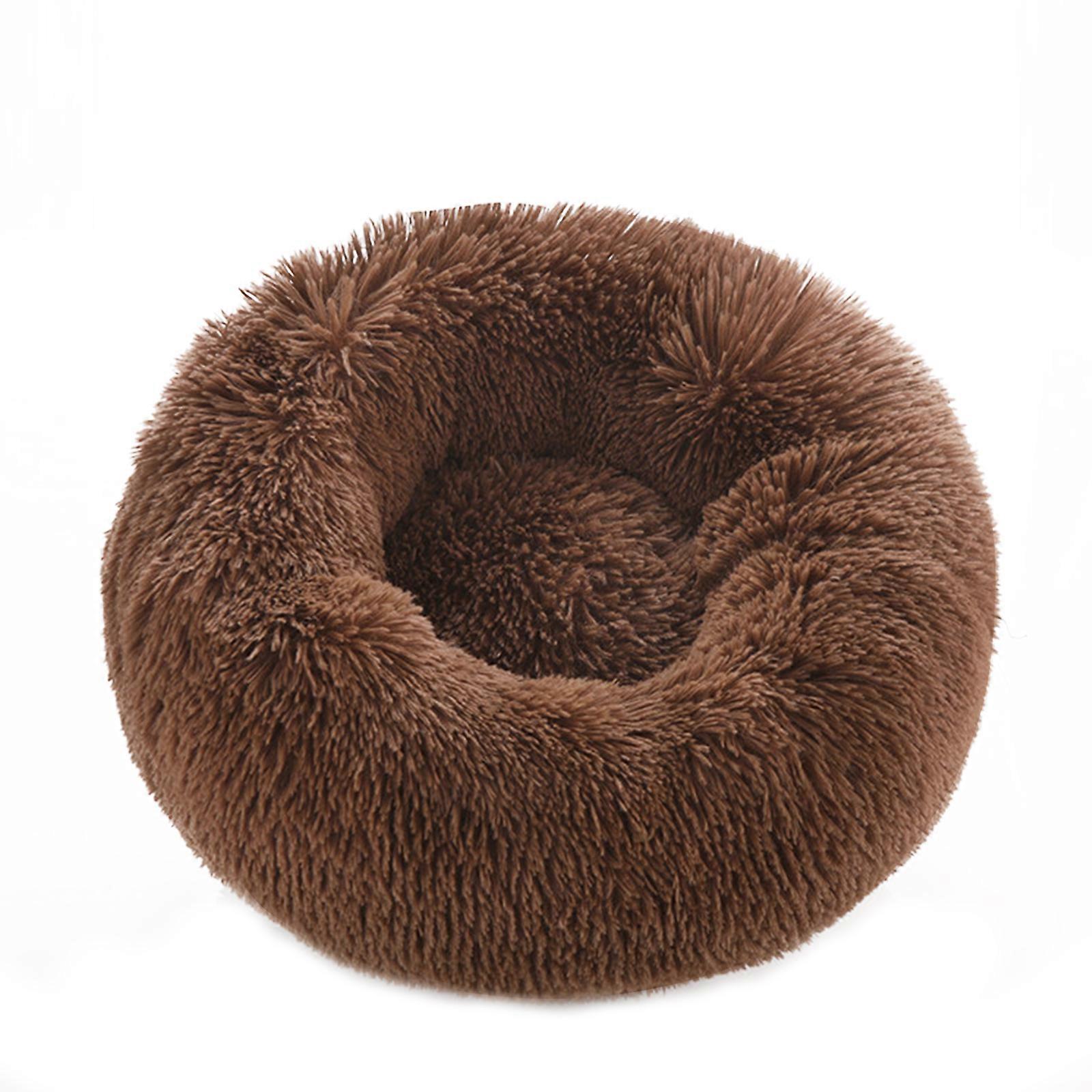 מיטת כלבים מרגיעה לכלבים קטנים - מיטת חתולים גדולה עגולה ורכה דמוית פרווה