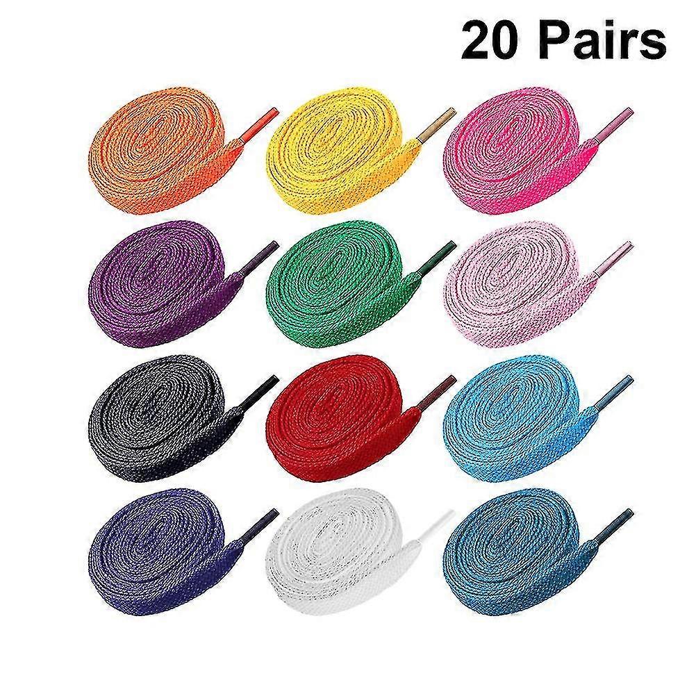 20 db-os pár csere lapos cipőfűzők színes cipőfűzők sportcipőkhöz, tornacipőkhöz, görkorcsolyákhoz