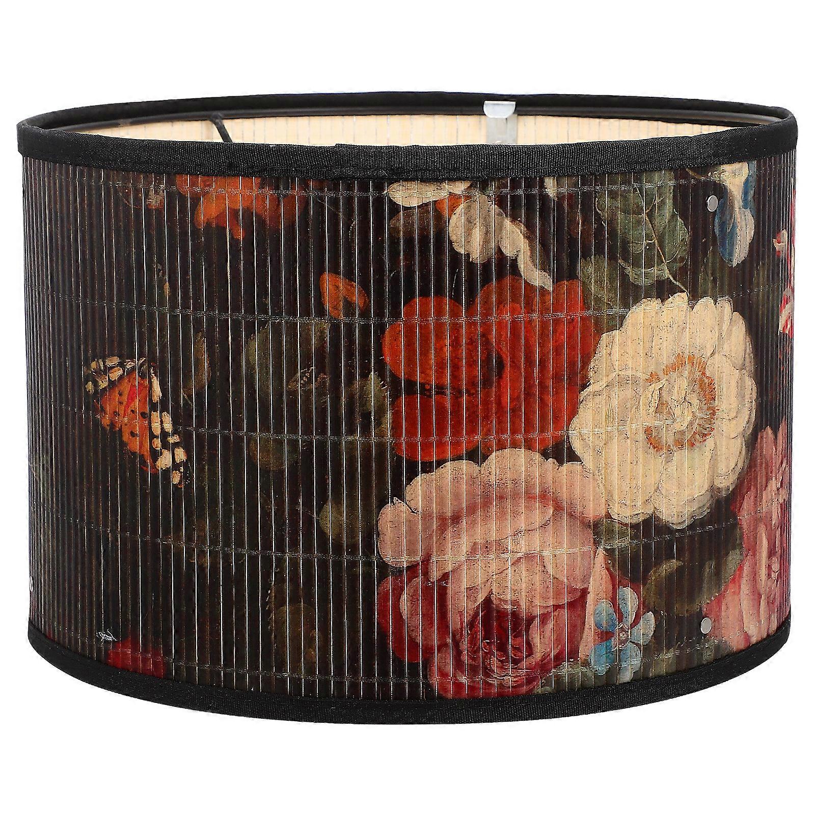 Bamboo Ceiling Lampshade with Flower Pattern Light Cover Light Shade Home Decor