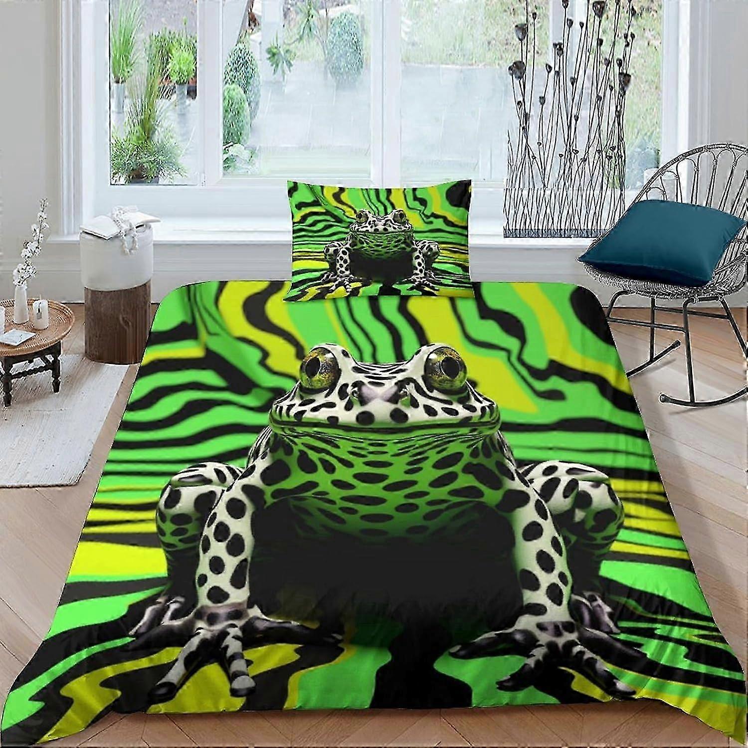 J1365 Lençóis Rana Rugulosa Capa de Edredão 2 PCS Capa de Colcha de Qualidade de Hotel Conjunto de Cama Colchas com Fronhas com Fecho de Zíper Respirável Styl