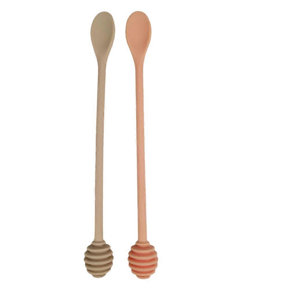 2pcs Honey Stirring Spoon Mixing Stick Long Handle Spoon Dipper Honey Stick Supplies Honey Kitchen Tools Random Color