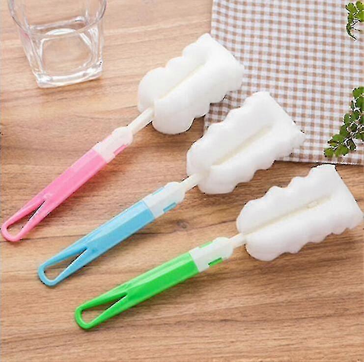 3pcs 9" Replaceable Cleaning Bottle Sponge Brush With Long Handle Cleaner Soft new