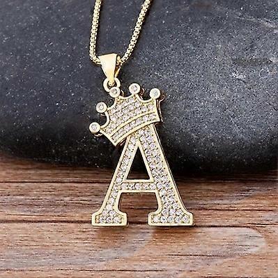 New Design 26 Letters A-Z Zircon Crown Initial Alphabet Pendant Necklace Handsome Punk Hip-Hop Style Choker Chain Jewelry Gift
