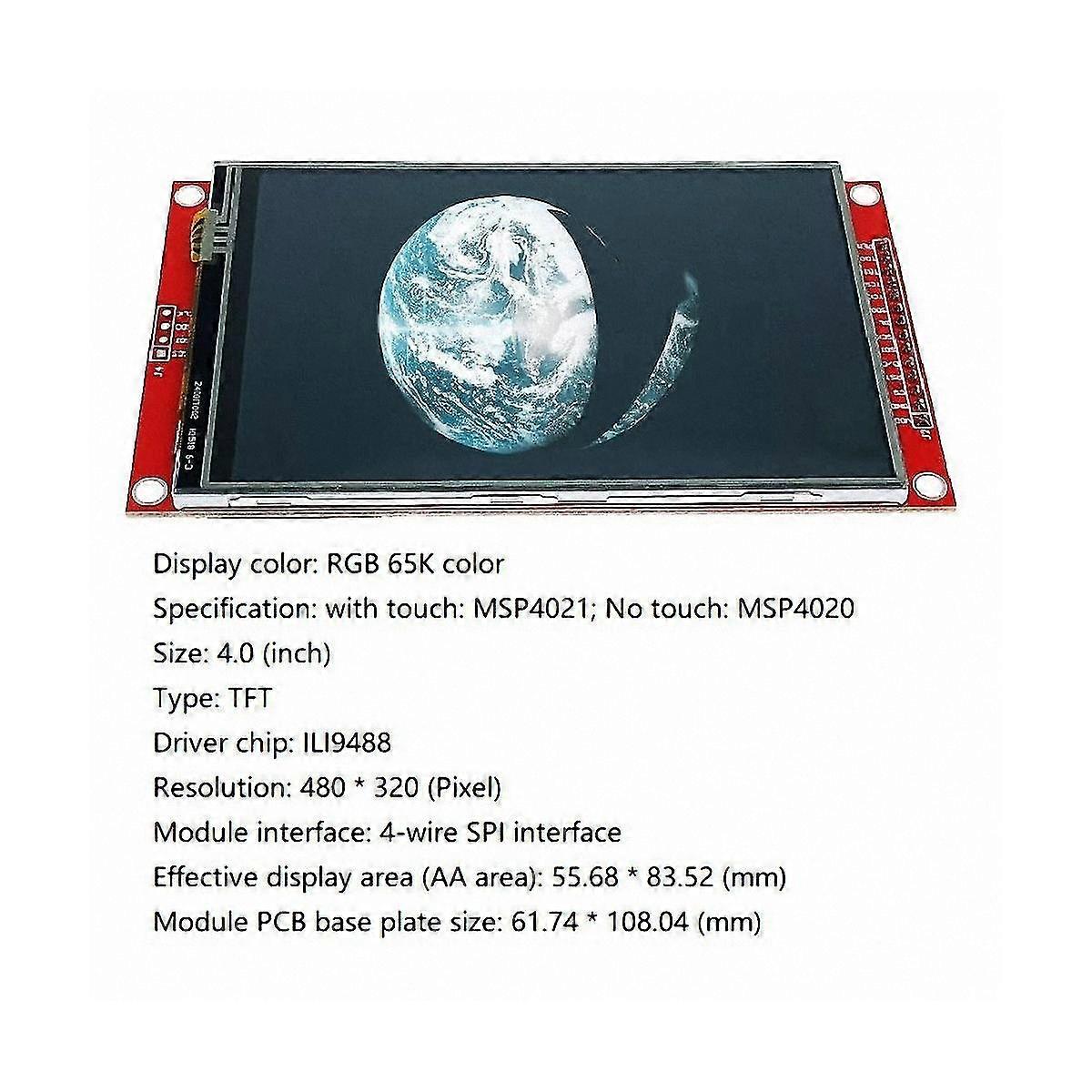 4.0 Inch Ili9488 Spi Serial Port Lcd Touch Screen Module Rgb 65k Color 480x320 Tft Display Module (