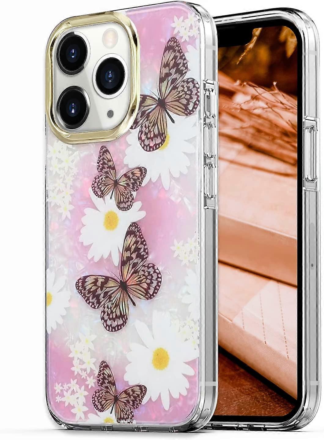 Compatible with iPhone 11 Pro Women Girls Butterfly Rose Flower Case, Luxury Bling Glitter Rose Case Sparkly Soft Silicone Rubber Protective Cover Cas