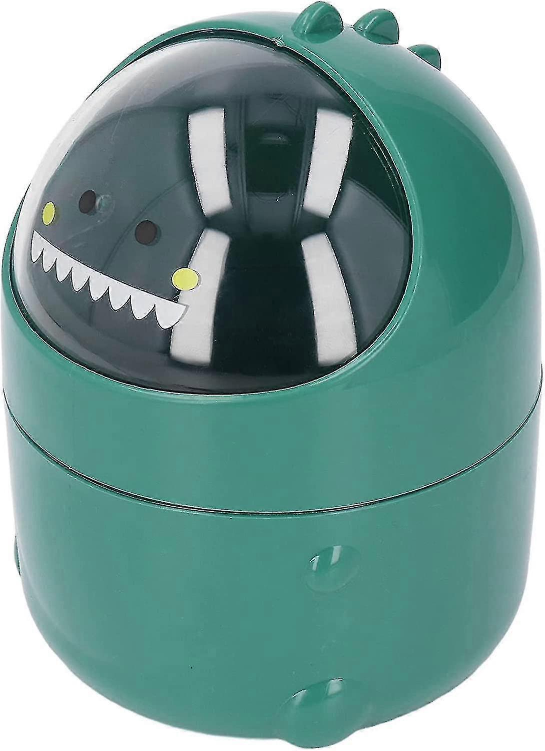 Mini Desktop Trash Can, Cute Baby Dinosaur Removable Small Trash Can, Small Plastic Trash Can With Lid/non-slip Bottom, For(baby Dinosaur Green)