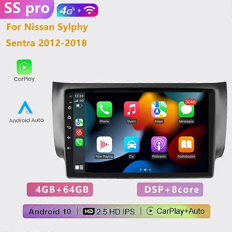 2 din Auto Android 10.0 car radio multimedia player Carplay GPS navigation For Nissan Sylphy B17 Sentra 2012 2013-2016 2017 2018