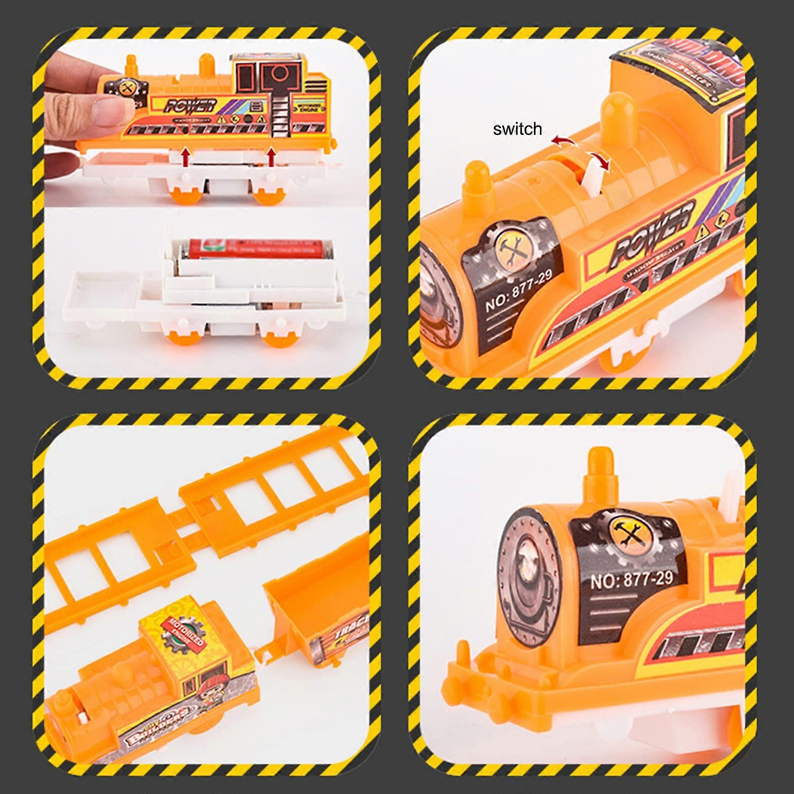 2023 New DIY Electric Train Set for Kids - Durable Plastic Toys with 3 Carriages, 6 Rails, and Puzzle Assembly in Blue