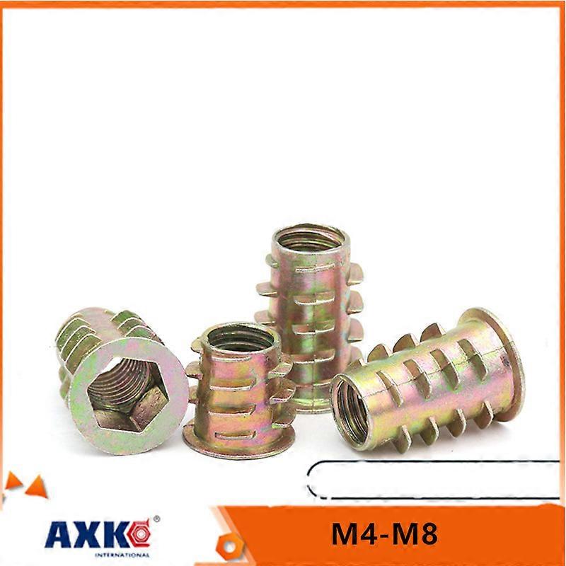 20X M4 M5 M6 M8 Metal Hexagon Hex Socket Head Embedded Insert Nut E-Nut for Wood Furniture Inside and Outside Thread Zinc-alloy