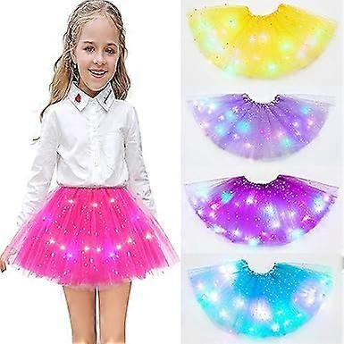 Fusta tutu LED luminoasa pentru feteFusta elastica 3 stratificate Magic Light Princess LED Fusta dansatoare-100% noua