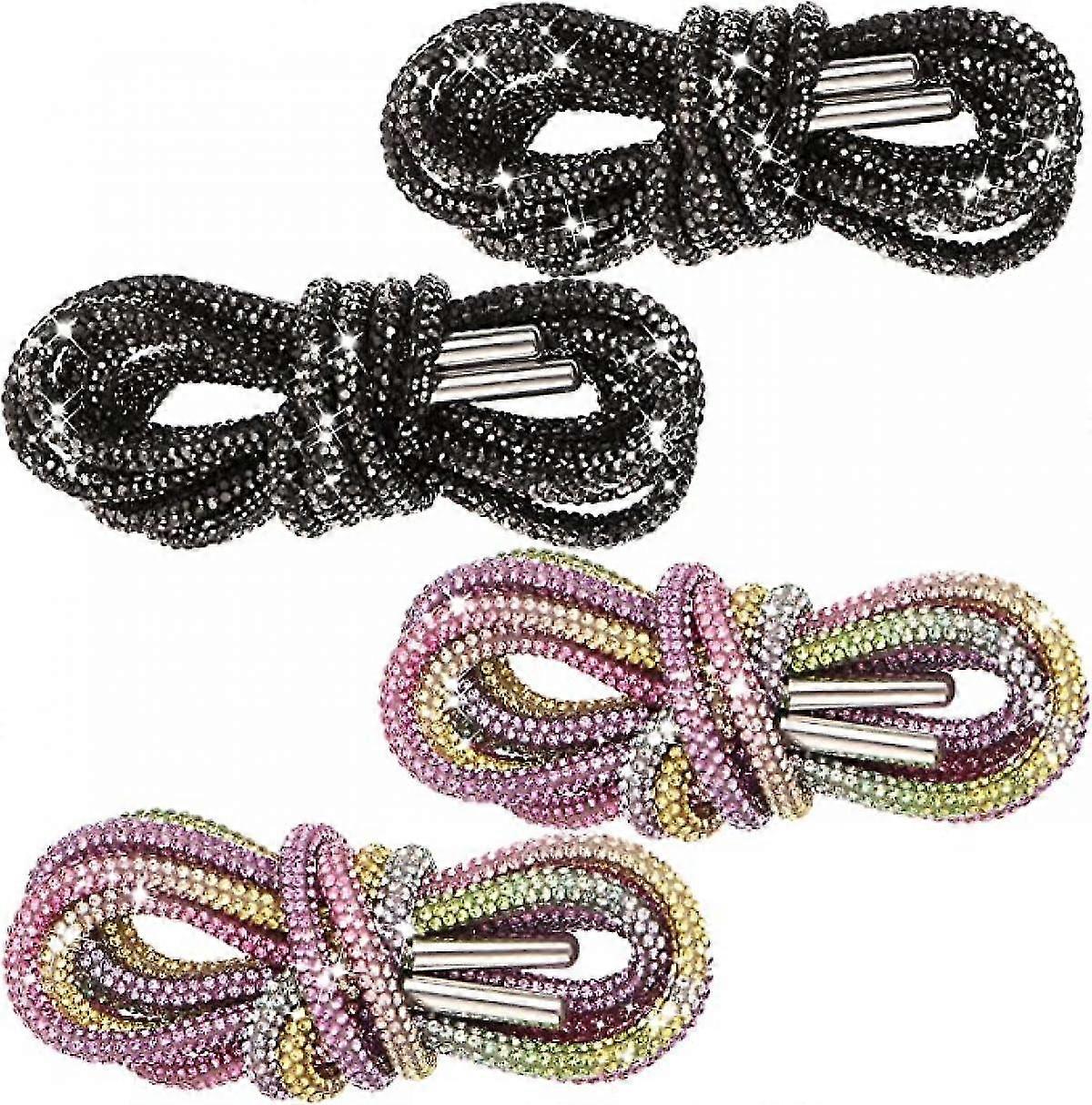 2 Pcs Rhinestone Glitter Rope Shoelaces Crystal Shoe Laces Bling Bling Drawstring Cords Replacement Shiny Round