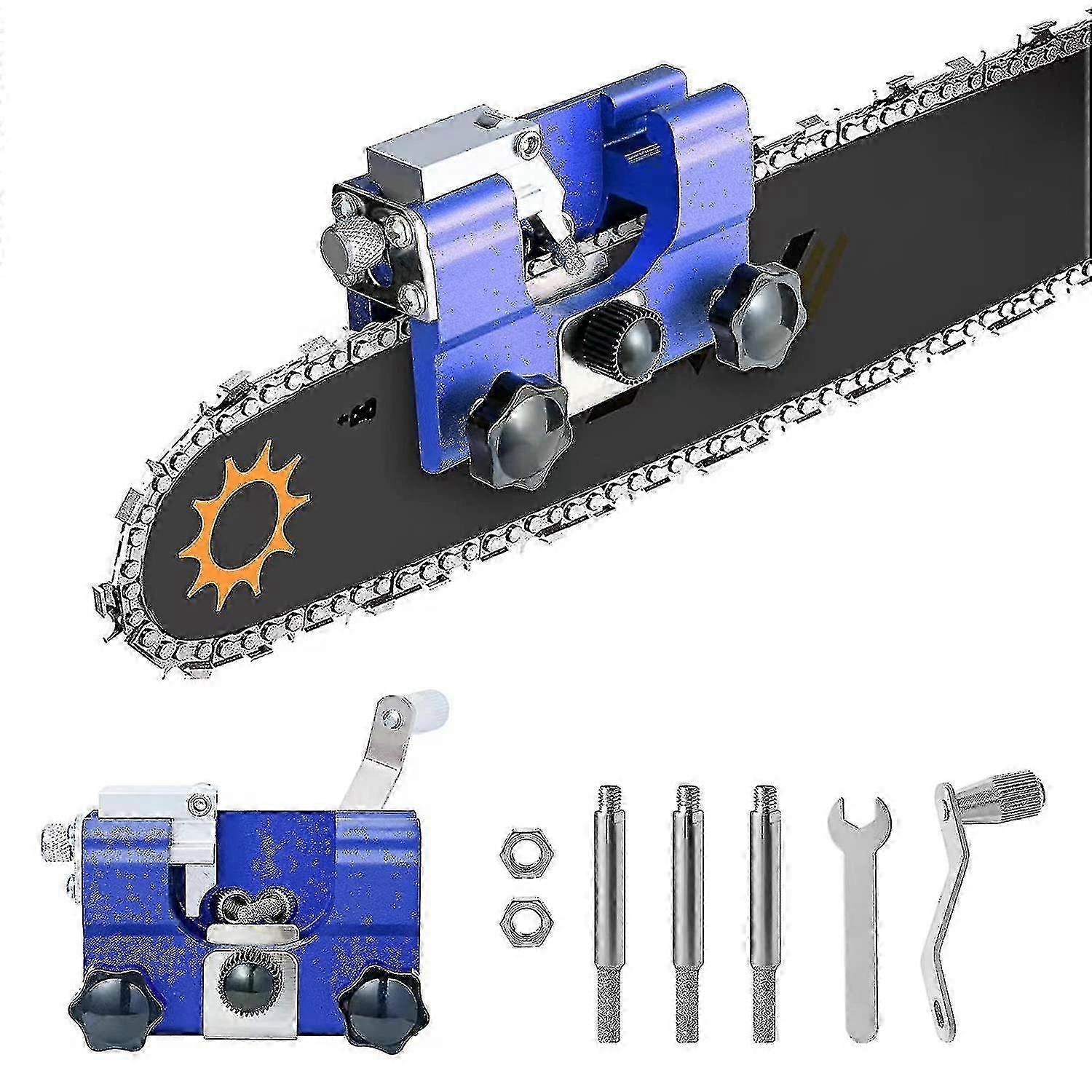 Chainsaw Sharpener, Chainsaw Chain Sharpening Jig Kit With 3 Carbide Knives For All Kinds Of Chainsaws, Lumberjack"s Hand-crank Portable Chainsaw Shar