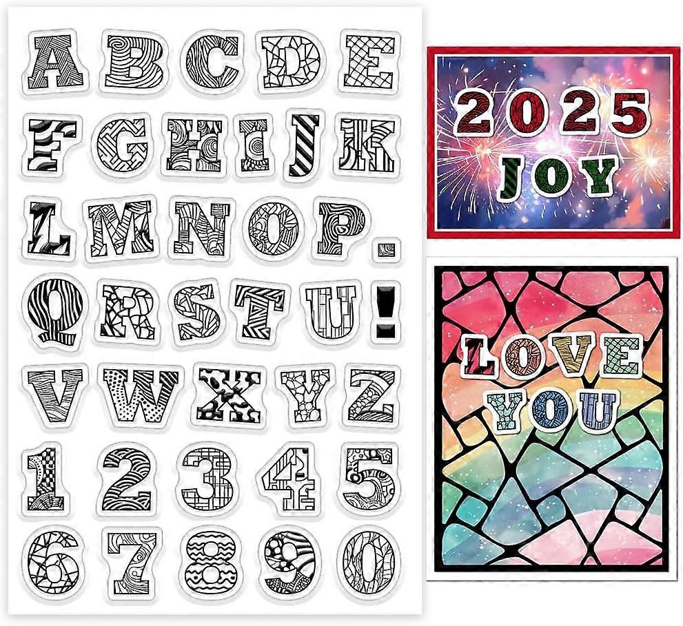 Patterned Letters Clear Stamps Numbers Silicone Clear Stamp Seals Transparent Stamps for DIY Scrapbooking Cards Making Photo Album Journal